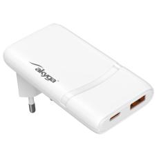 USB-C PD + USB-A charger 65W angled @ electrokit