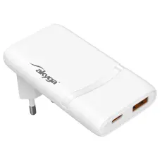 USB-C PD + USB-A charger 65W angled @ electrokit