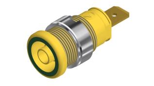 Safety socket &oslash;4mm - yellow/green @ electrokit