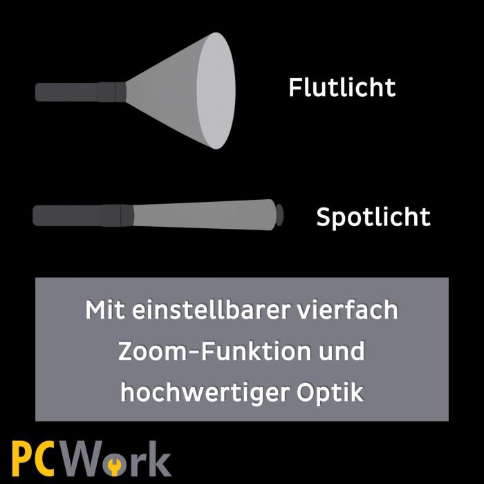 Zoom-ficklampa 600lm 2000mAh Li-Ion USB-C @ electrokit (4 av 9)