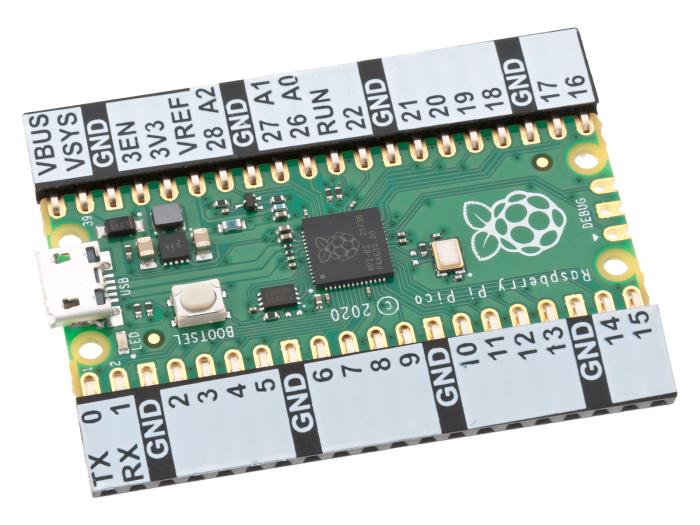 Hylslister för Raspberry Pi Pico med märkning - vinklad @ electrokit (2 av 2)