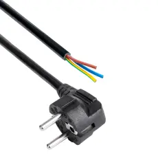 Sladdst&auml;ll jordad CEE7/7 vinklad till open end 1.5m svart @ electrokit