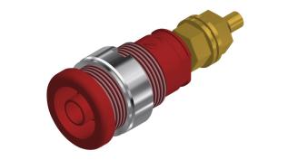 Labbjack chassi &oslash;4mm s&auml;kerhetstyp r&ouml;d @ electrokit