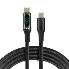 USB-C-PD laddkabel med effektm&auml;tare 60W 1.0m @ electrokit