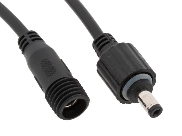 Anslutningskabel DC-kontakt 2.1/5.5mm vattentät hona/hane @ electrokit (2 av 5)