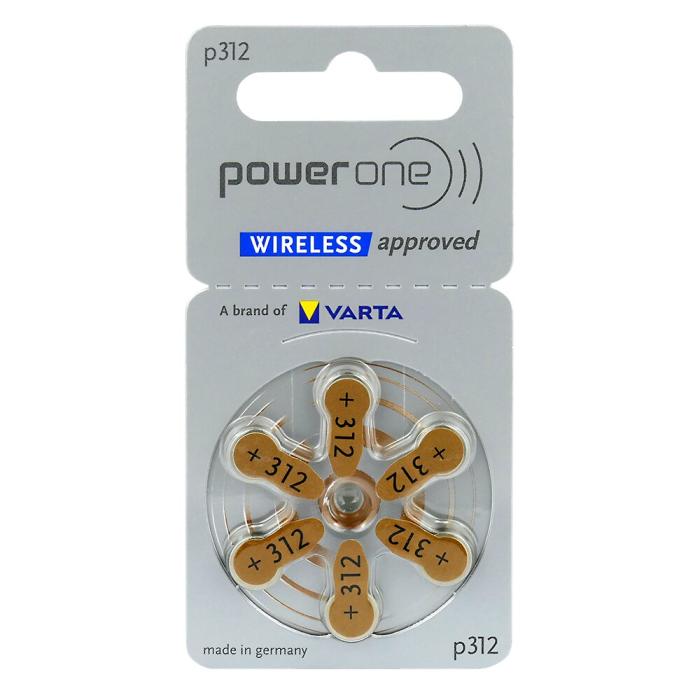 Hörapparatsbatterier 312 Brun Varta Power One 6-pack @ electrokit (1 av 1)
