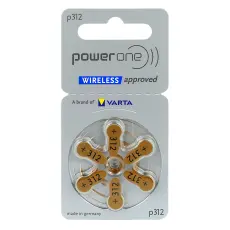 Hörapparatsbatterier 312 Brun Varta Power One 6-pack @ electrokit
