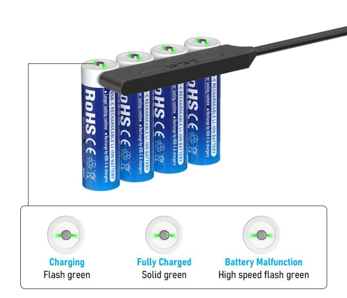 Batteries Li-Ion 4x AA 1.5V 3000mAh built-in USB-C charger @ electrokit (3 of 5)