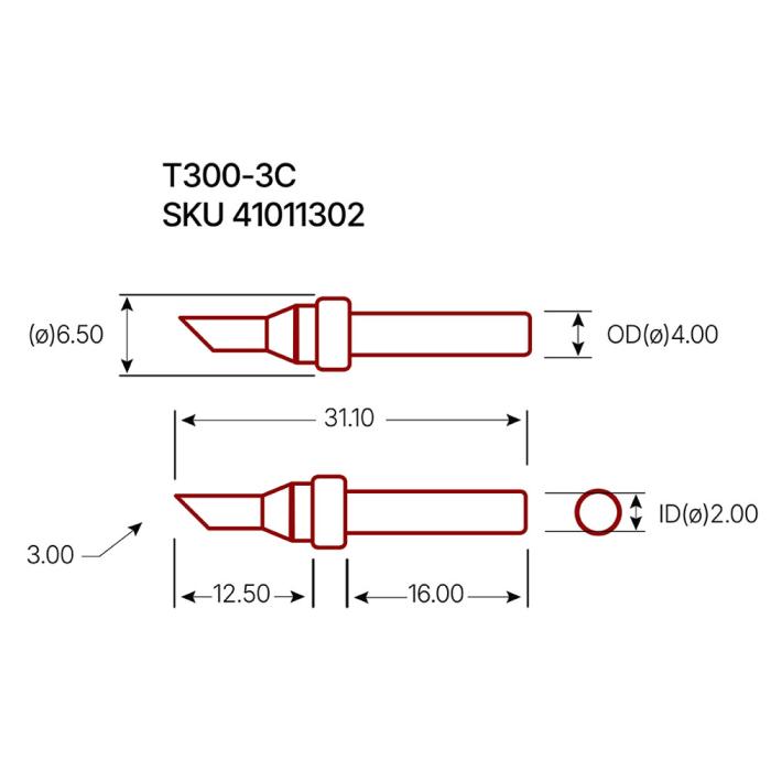 Lödspets AT300-3C snedskuren 3mm @ electrokit (2 av 2)