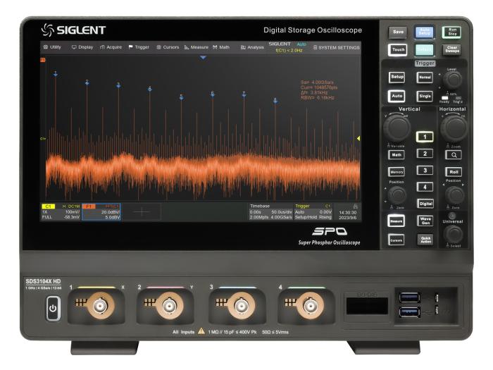 Oscilloskop 350MHz 4-kan 12-bit Siglent SDS3034X HD @ electrokit (5 av 9)