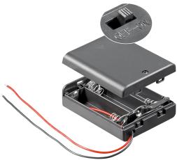 Battery holder 3x AA box switch cable @ electrokit