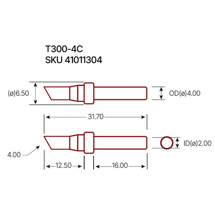 Lödspets T300-4C snedskuren 4mm @ electrokit (3 av 3)