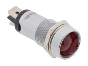 Panel mount indicator 12VDC ø14mm red @ electrokit