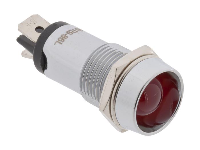 Panel mount indicator 12VDC ø14mm red @ electrokit (1 of 2)