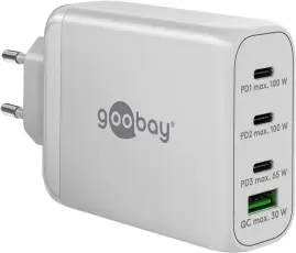 USB-C PD multiport GaN laddare 100W vit @ electrokit