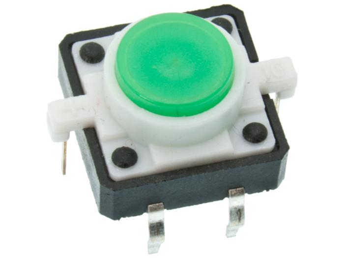 Tactile switch PCB 12x12x7mm LED green @ electrokit (1 of 3)