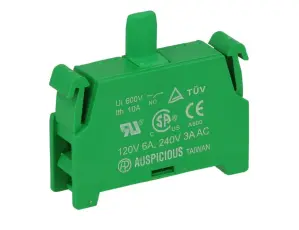 Kontaktblock NO (gr&ouml;n) 230VAC/3A f&ouml;r Auspicious man&ouml;verdon @ electrokit