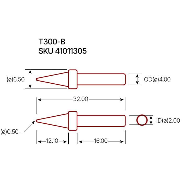 Soldering tip T300-3C conical 2mm @ electrokit (3 of 3)