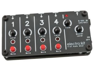 Audiomixer 4-kanal mono 5-15V @ electrokit