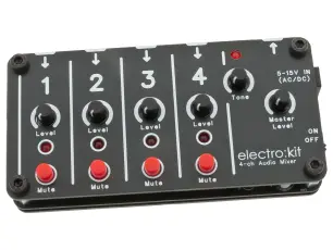 Audiomixer 4-kanal mono 5-15V @ electrokit