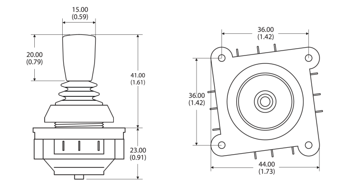 Joystick 4-vägs 30V 4A IP65 panelmontering @ electrokit (2 av 2)