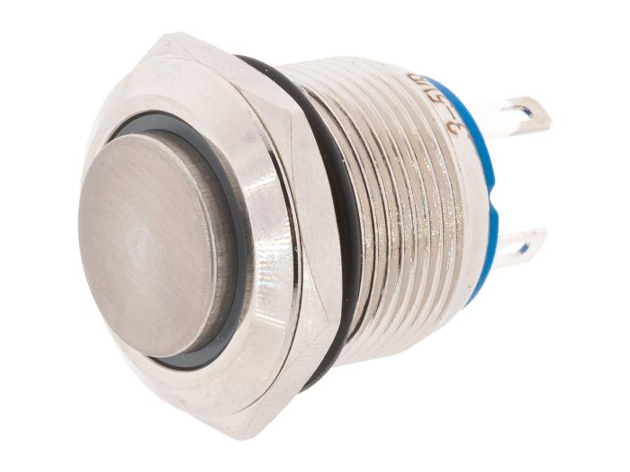 Push switch 19mm 1-p on-(on) vandal proof LED green @ electrokit (1 of 3)