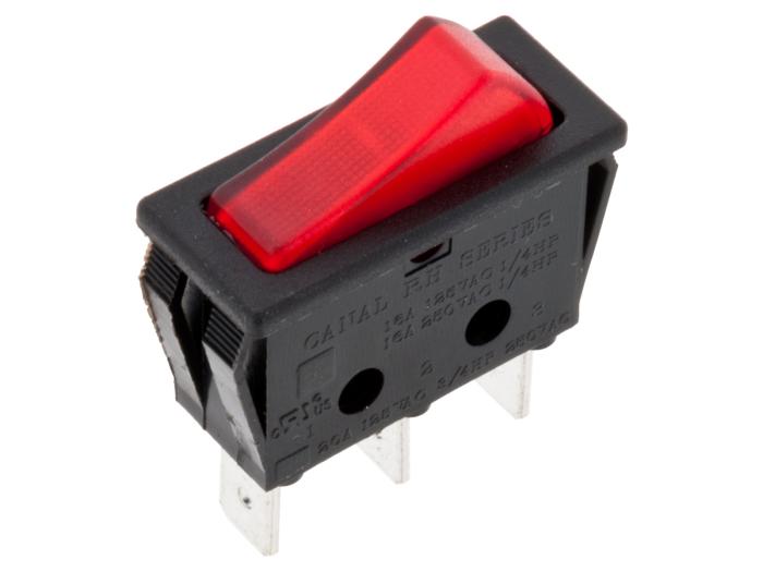 Vågomkopplare 1-pol on-off röd med lampa @ electrokit (1 av 2)