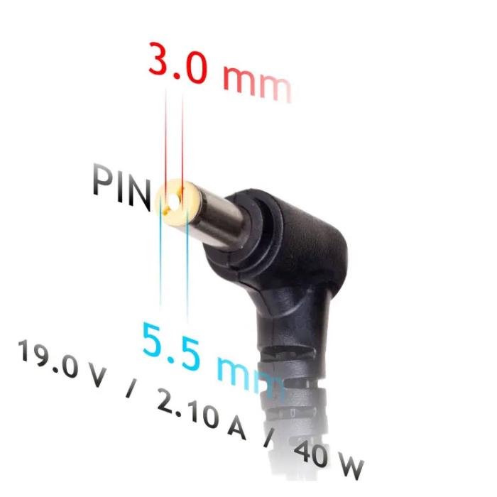 Laptop charger 19V 2.1A 40W 5.5x3.0mm + pin - AK-ND-48 @ electrokit (2 of 3)