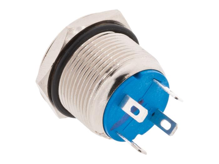 Push switch 19mm 1-p on-(on) vandal proof LED green @ electrokit (2 of 3)
