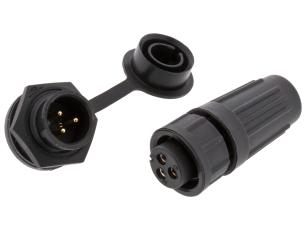 Connector 3-pin male/female waterproof @ electrokit