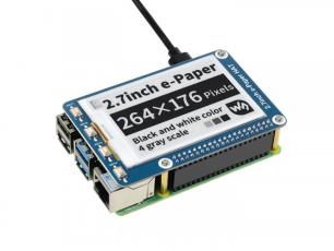 2.7" E-ink display 264x176px black/white for Raspberry Pi @ electrokit