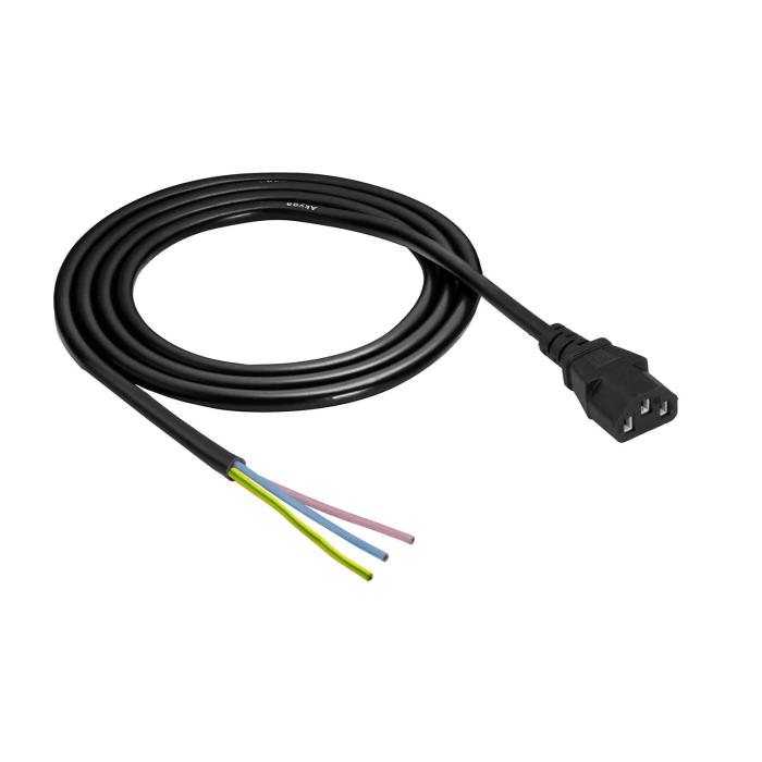 Mains cord C13 to open end 1.5m black @ electrokit (2 of 2)