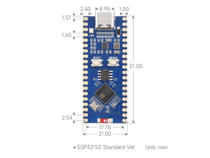ESP32-S2 utvecklingskort - Pico-kompatibel @ electrokit (5 av 6)
