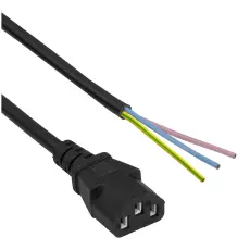 Sladdst&auml;ll jordad C13 till open end 1.5m svart @ electrokit