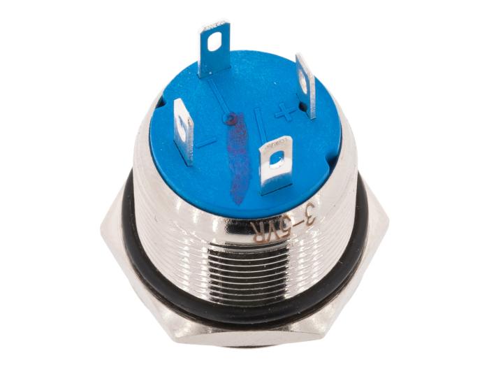 Push switch 19mm 1-p on-(on) vandal proof LED green @ electrokit (3 of 3)