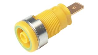 Labbjack chassi &oslash;4mm s&auml;kerhetstyp gul/gr&ouml;n @ electrokit
