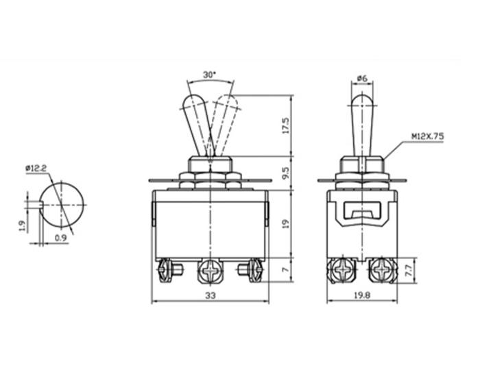 Toggle switch with sign 2-p on-off-on @ electrokit (2 of 2)