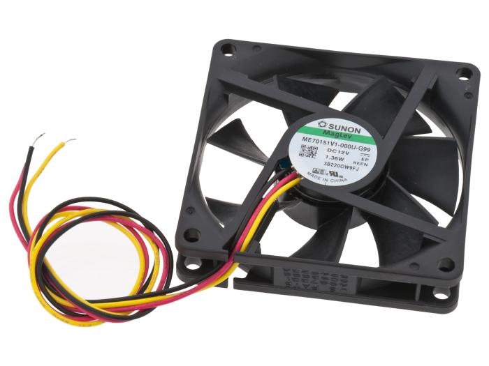 Fläkt 70x70x15mm 12VDC 31.5dBA 45.6m³/h @ electrokit (1 av 1)