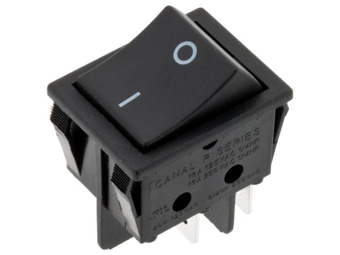 Vågomkopplare 2-pol on-off svart I/O @ electrokit (1 av 2)