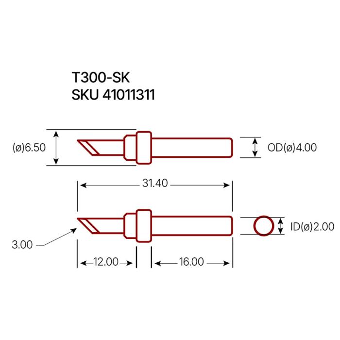 Lödspets T300-SK rak snedskuren 3mm @ electrokit (3 av 3)