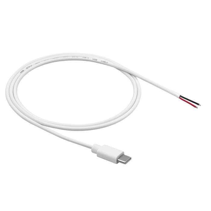 USB-C 5V power supply cable white - open end 1m @ electrokit (2 of 2)