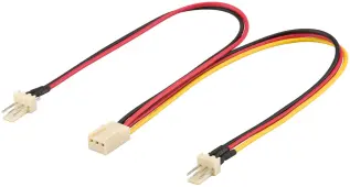 Förgreningskabel PC-fläkt 3-pin hona till 2x hane 0.2m @ electrokit