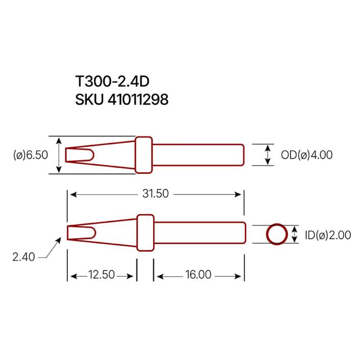 Lödspets T300-2.4D mejsel 2.4 mm @ electrokit (3 av 3)