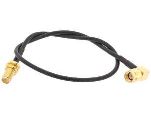 Kabel SMA-RP hona till SMA-RP hane vinklad RG-174 0.3m @ electrokit