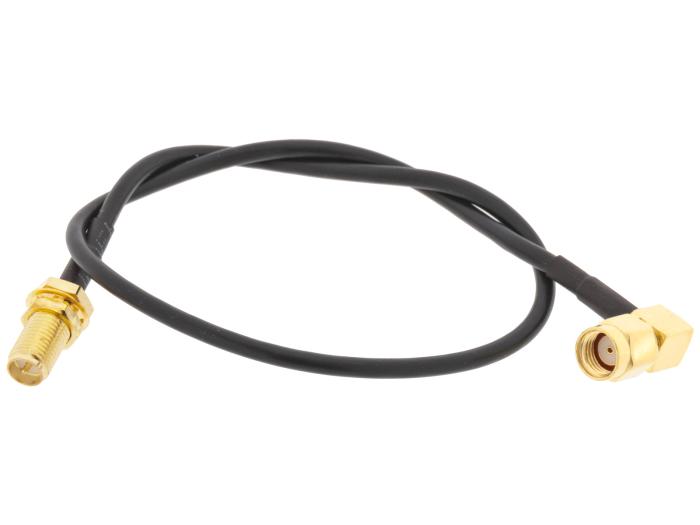 Kabel SMA-RP hona till SMA-RP hane vinklad RG-174 0.3m @ electrokit (1 av 1)