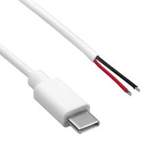 USB-C kabel f&ouml;r 5V str&ouml;mf&ouml;rs&ouml;rjning vit - &ouml;ppen &auml;nda 1m @ electrokit