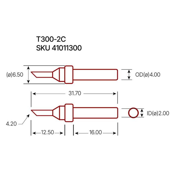 Soldering tip T300-2B bevel cut 2mm @ electrokit (3 of 3)