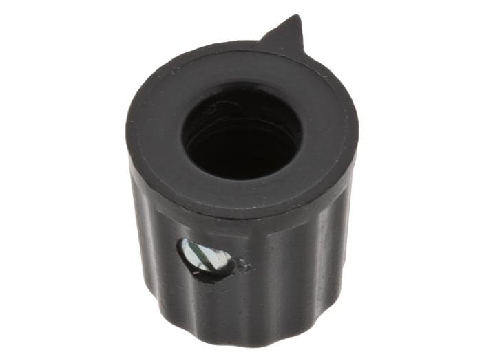 Ratt svart plast ø12x12.8mm med pil stoppskruv @ electrokit (2 av 2)
