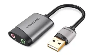 Ljudkort USB-A till 2x 3-pin 3.5mm stereo - audio + mikrofon @ electrokit