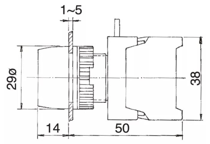 Tryckströmbrytare röd stop ø22mm 1-pol NC + NO 230VAC / 3A IP65 @ electrokit (3 av 3)